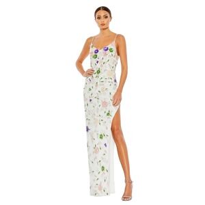 Mac Duggal 10893 Floral Embellished High Slit Sleeveless Dress Size 10 NWT $598